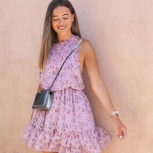 Zara purple cross back floral dress in size medium